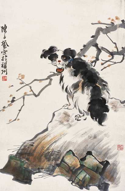 陈子奋 猫趣 镜心